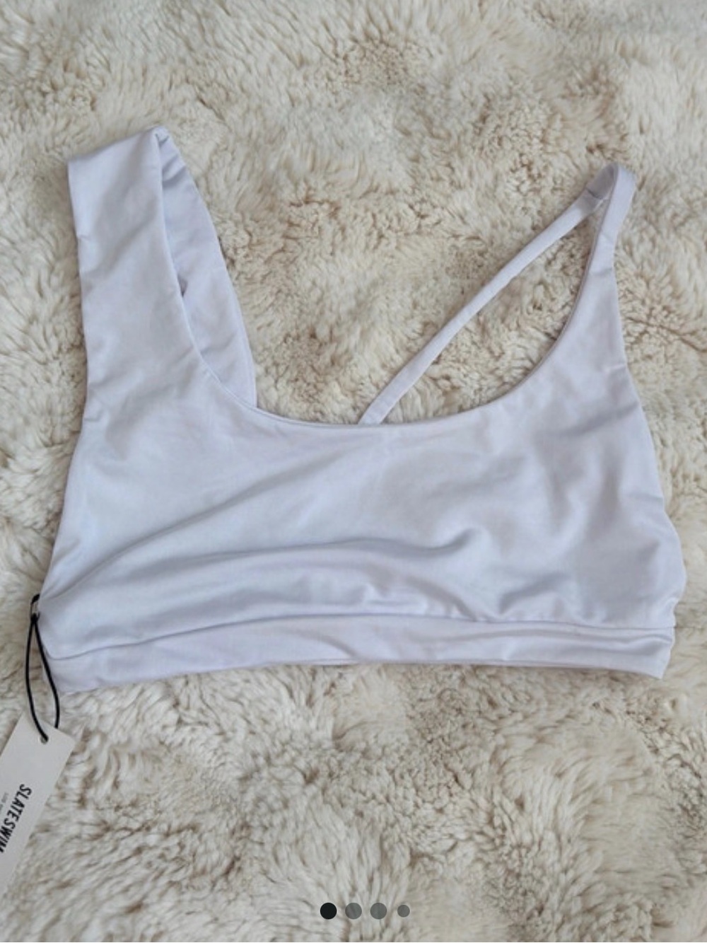 Slate Swim White Asymmetric Bikini Bralette